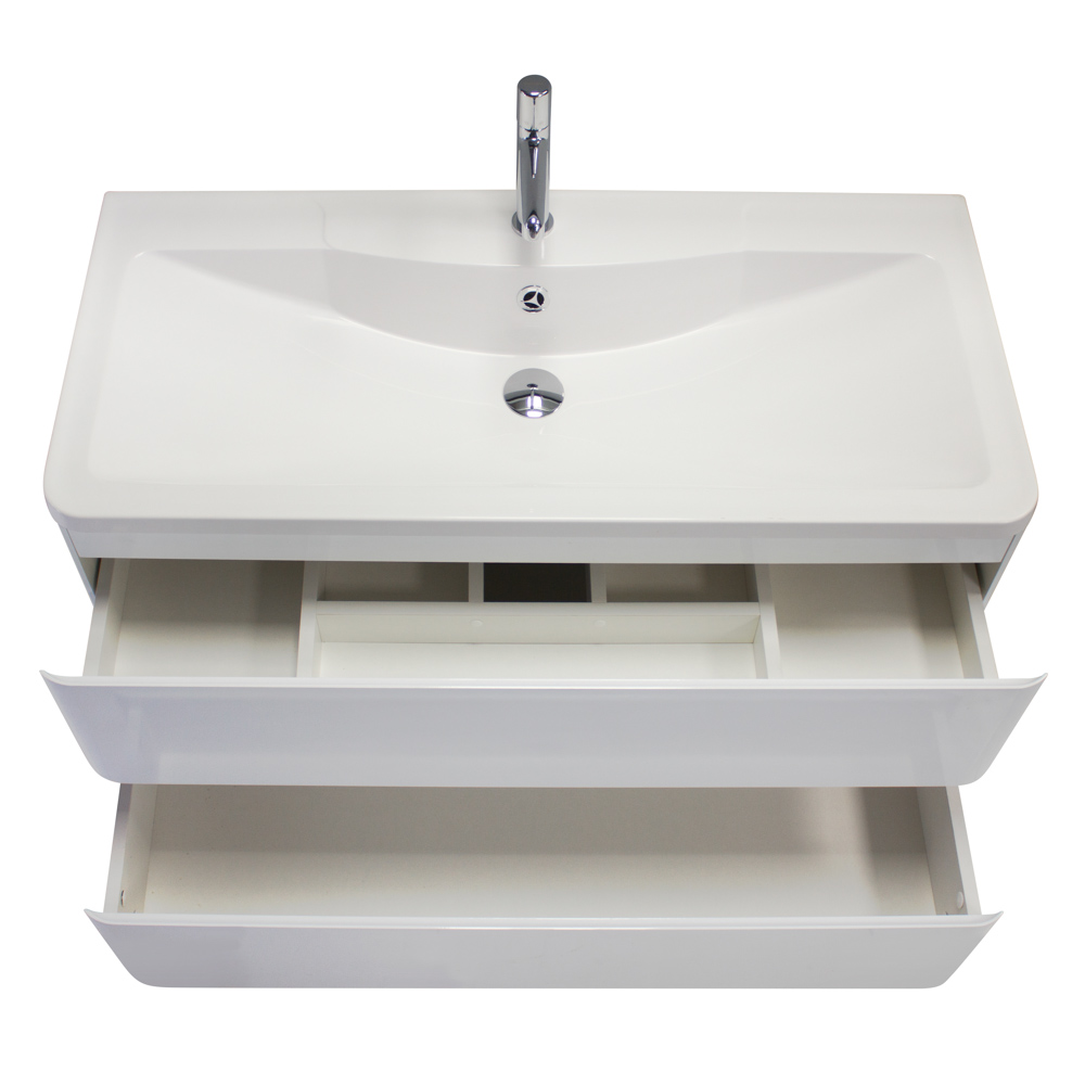 фото Тумба с раковиной подвесная BelBagno ALBANO 90 Bianco Lucido, раковина белая 