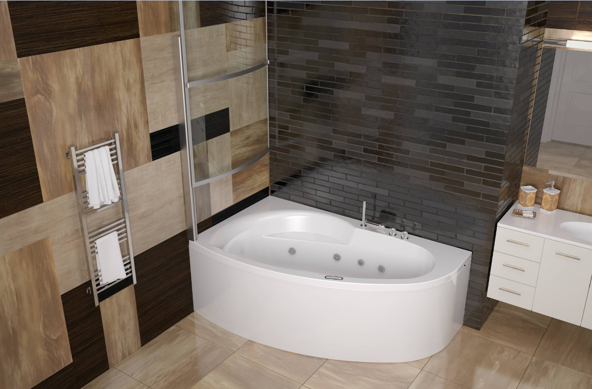 картинка Акриловая ванна Eurolux BAGI 170x100L с каркасом, экраном и слив-переливом 