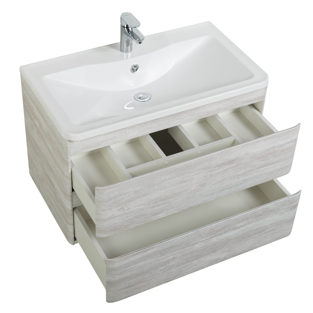 фото Тумба с раковиной подвесная BelBagno ALBANO 100 Rovere Vintage Bianco, раковина белая 