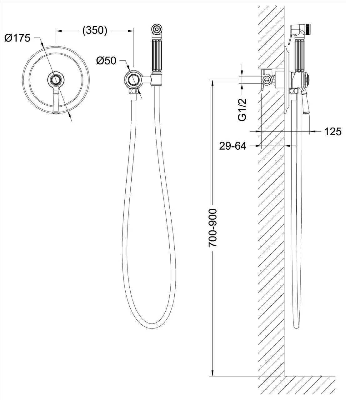 картинка Смеситель встроенный с гигиеническим душем Timo Arisa 5309/03SM черный 