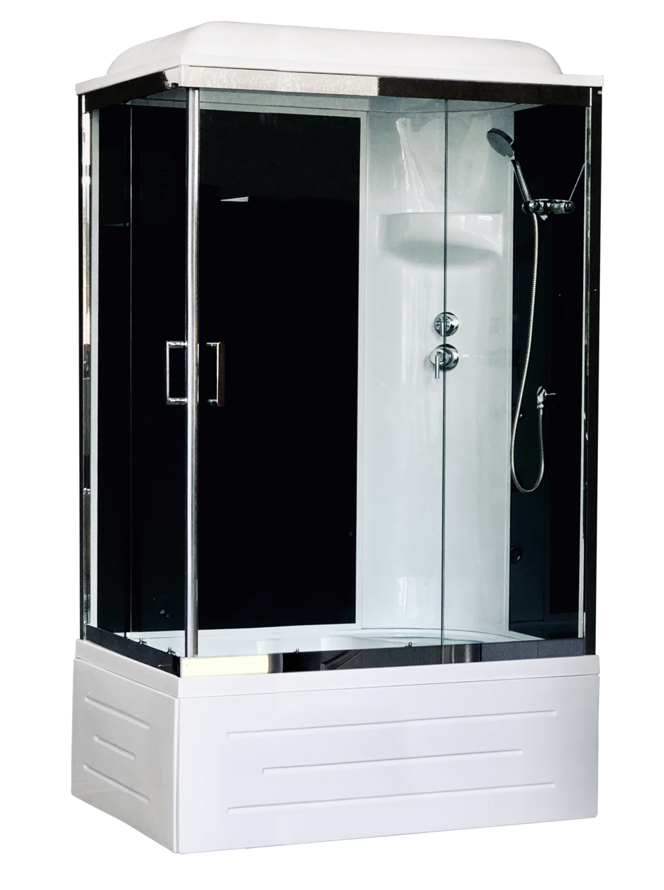 картинка Душевая кабина Royal Bath 8120BP6-BT-CH (черное/прозрачное) правая 120x80x217 