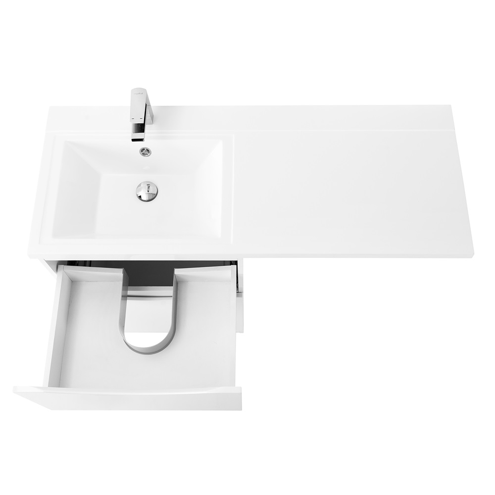 фото Тумба с раковиной напольная BelBagno LAVANDERIA-58/120-L Bianco Lucido, раковина белая 