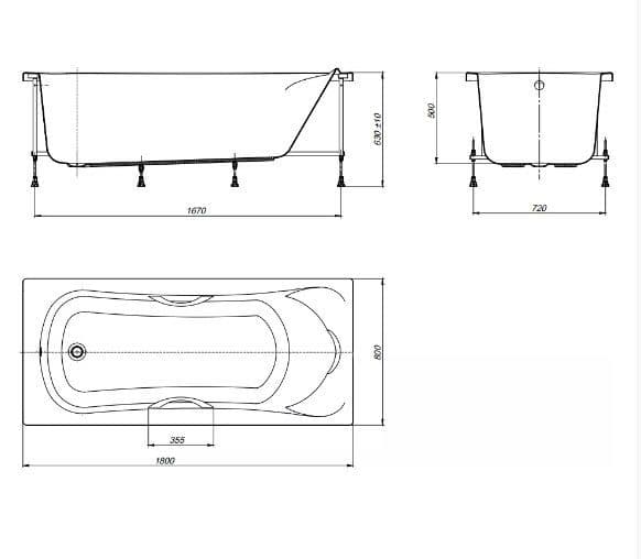 картинка Акриловая ванна Roca BeCool 180x80 с монтажным набором ZRU9302786 