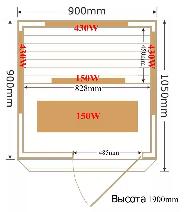 картинка Инфракрасная сауна SaunaMagic Classic CS Micro (90х90) 