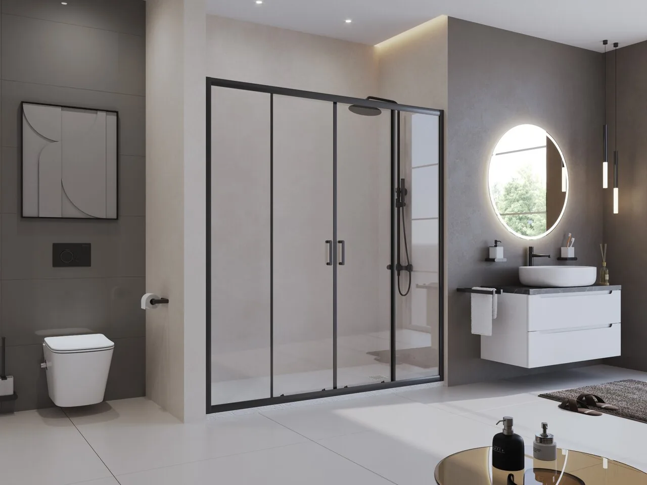 фото Душевой поддон из искусственного мрамора с сифоном BelBagno UNO TRAY-MR-UNO-AH-180/80-35-W-BO 
