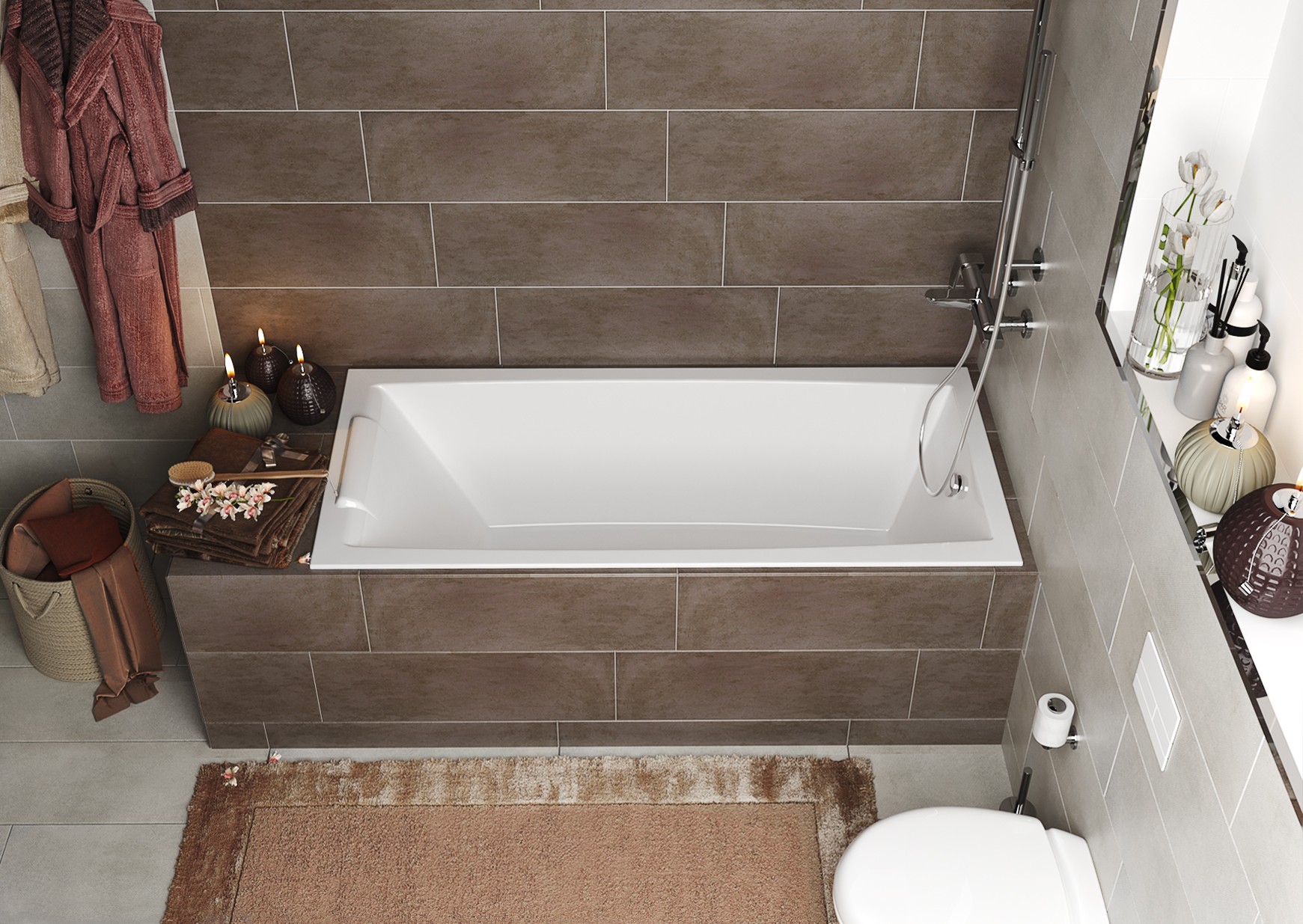 картинка Ванна Marka One AELITA 170x75 Slim с ножками и слив-переливом 