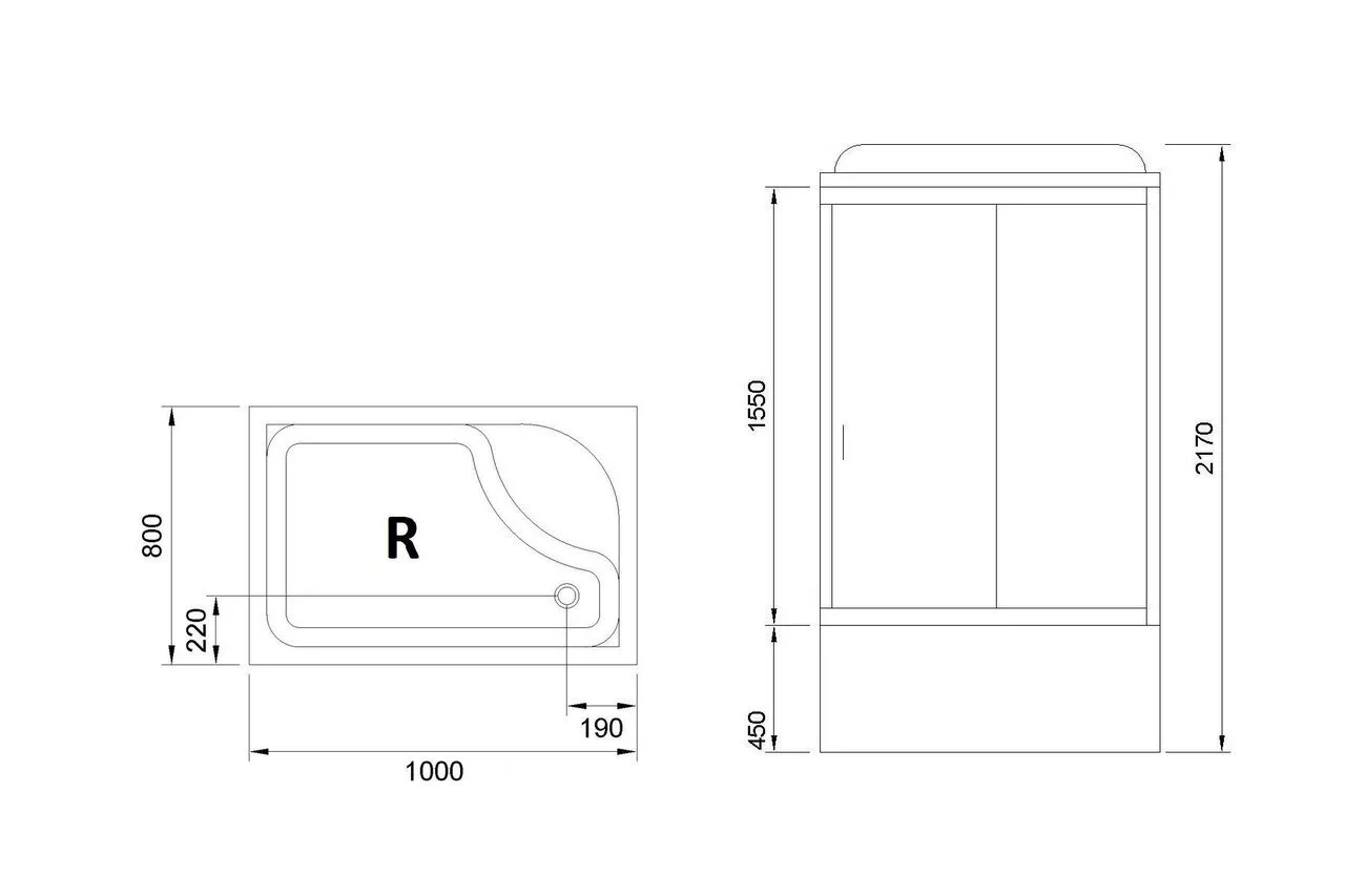 картинка Душевая кабина Royal Bath 8100BP1-M (матовое) правая 100x80x217 