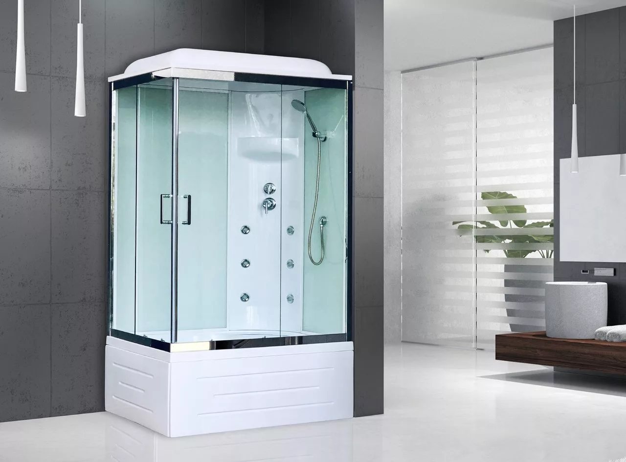 картинка Душевая кабина Royal Bath 8100BP3-WT-CH (белое/прозрачное) правая 100x80x217 