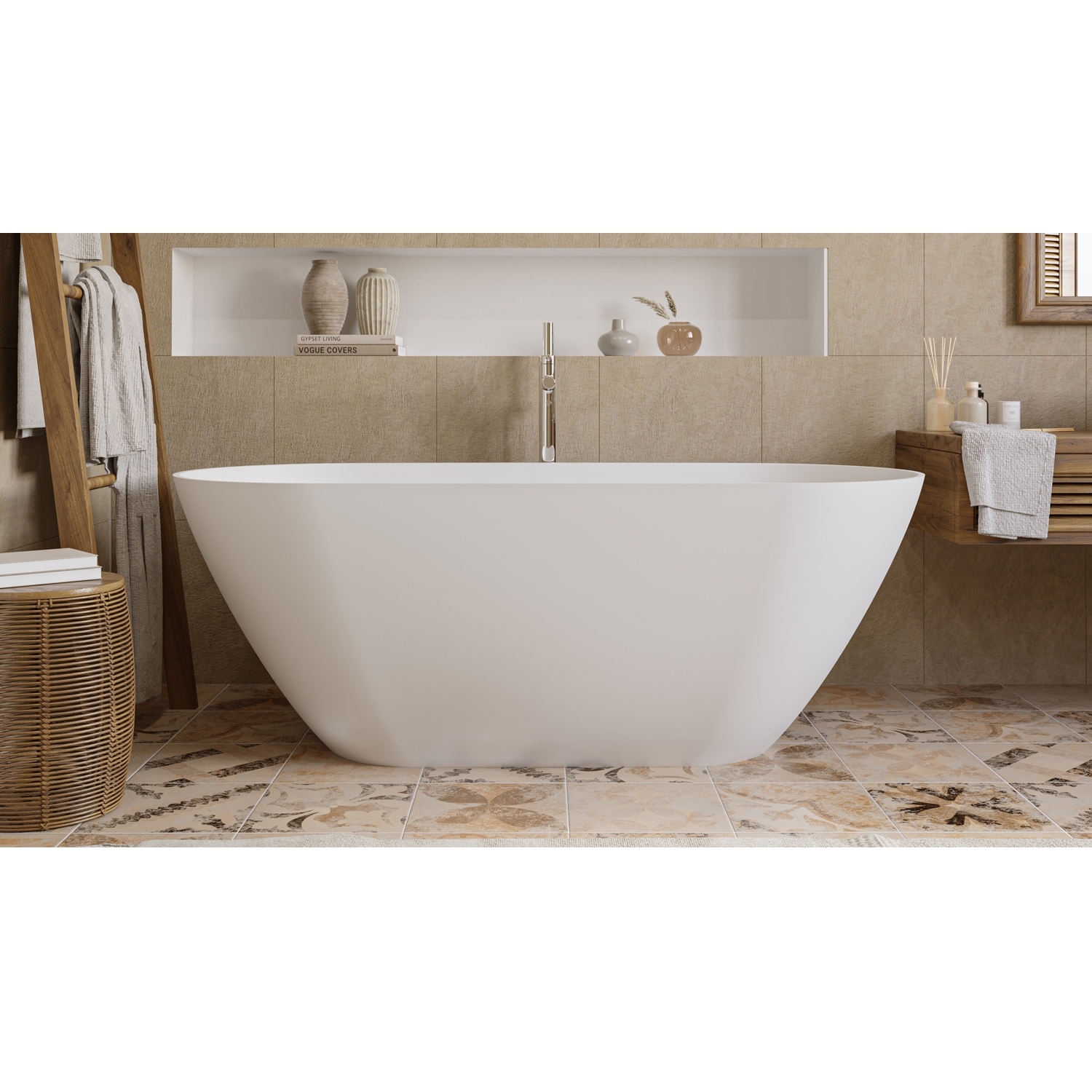 картинка Ванна WHITECROSS Coral X 170x77 белый мат иск. камень 