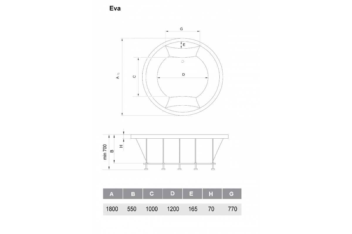 картинка Акриловая ванна Vayer Eva D180 