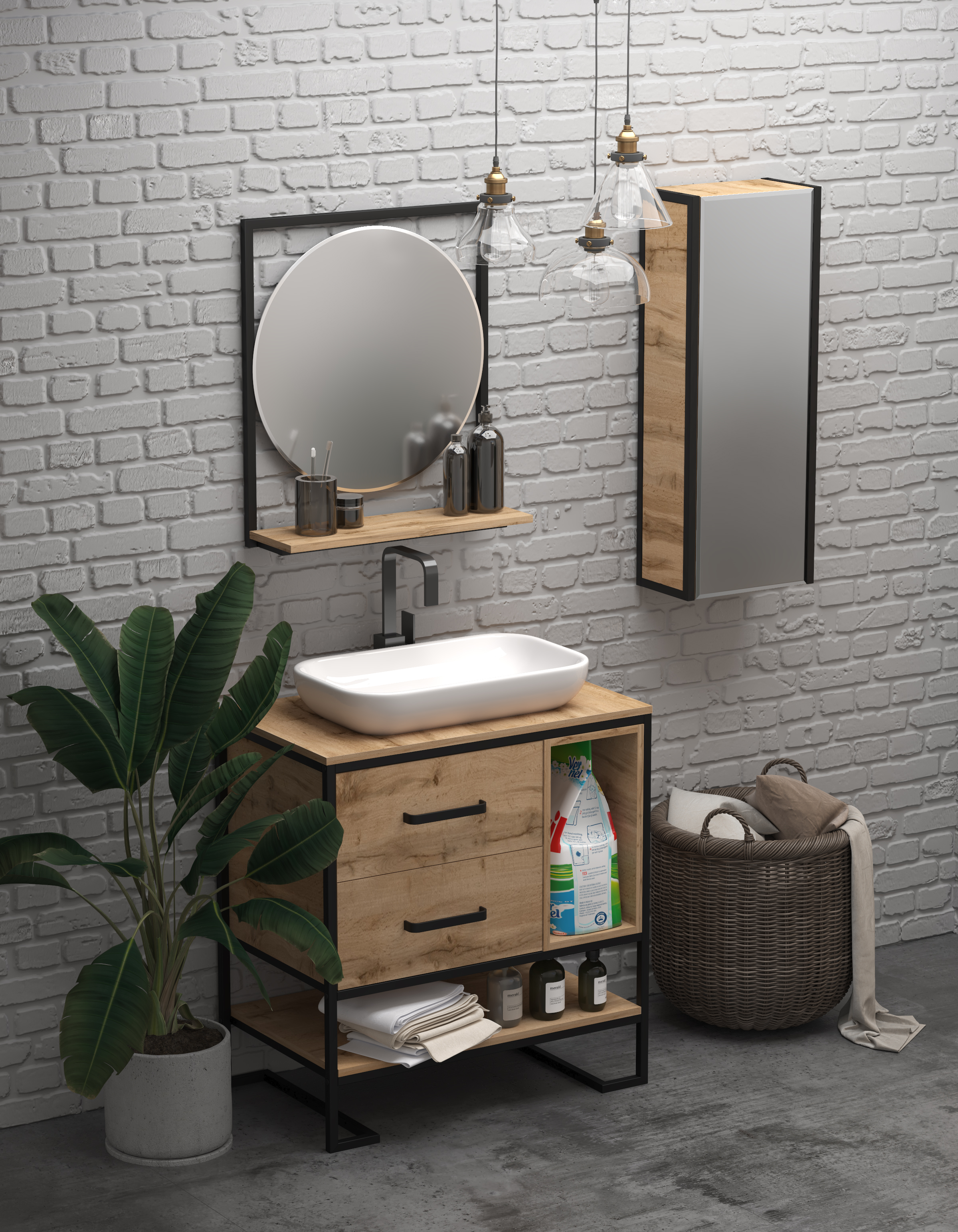 фото Пенал зеркальный 1Marka Grunge Loft 35П 1д 