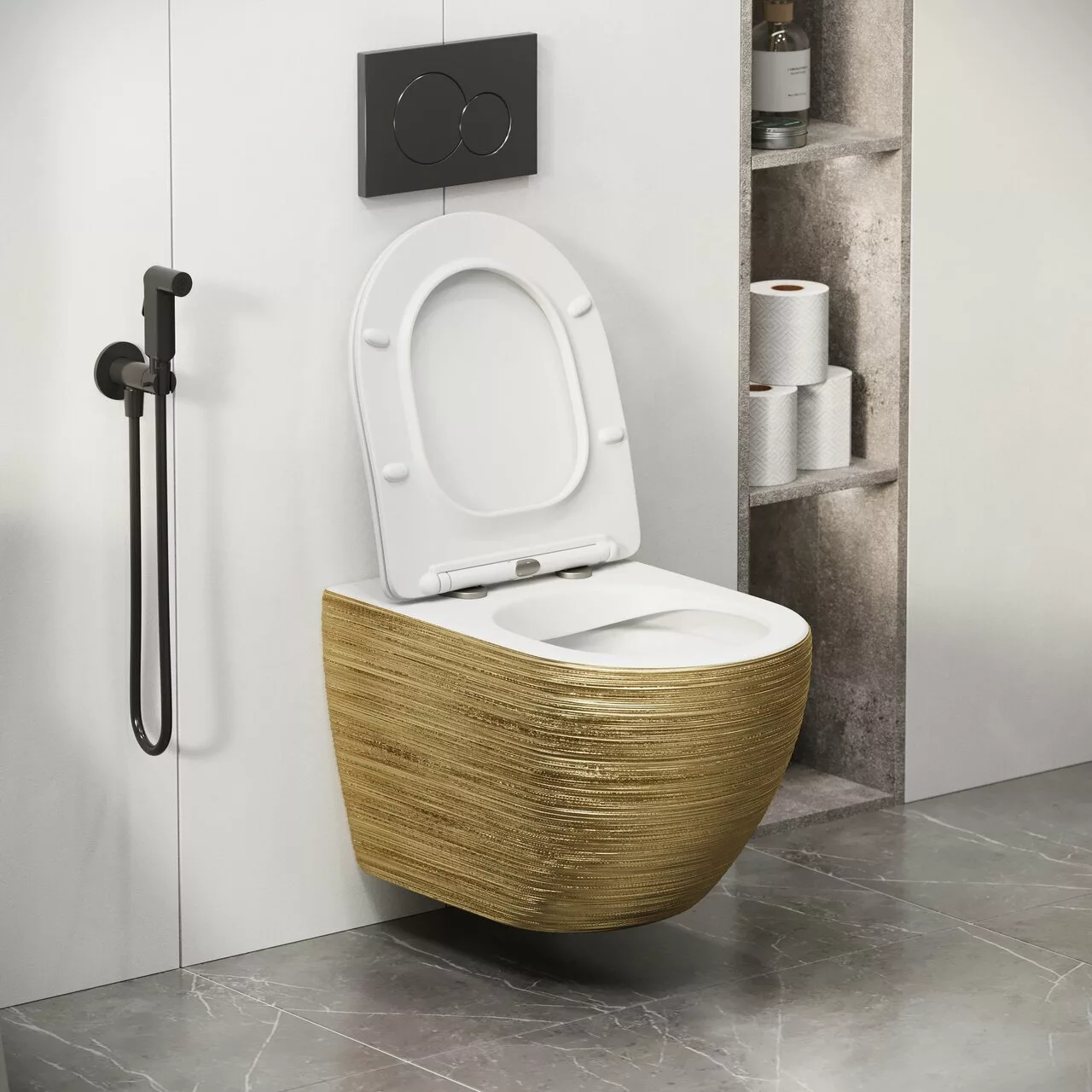 картинка Унитаз подвесной Grossman GR-4411GWS Color безободковый, золотой 