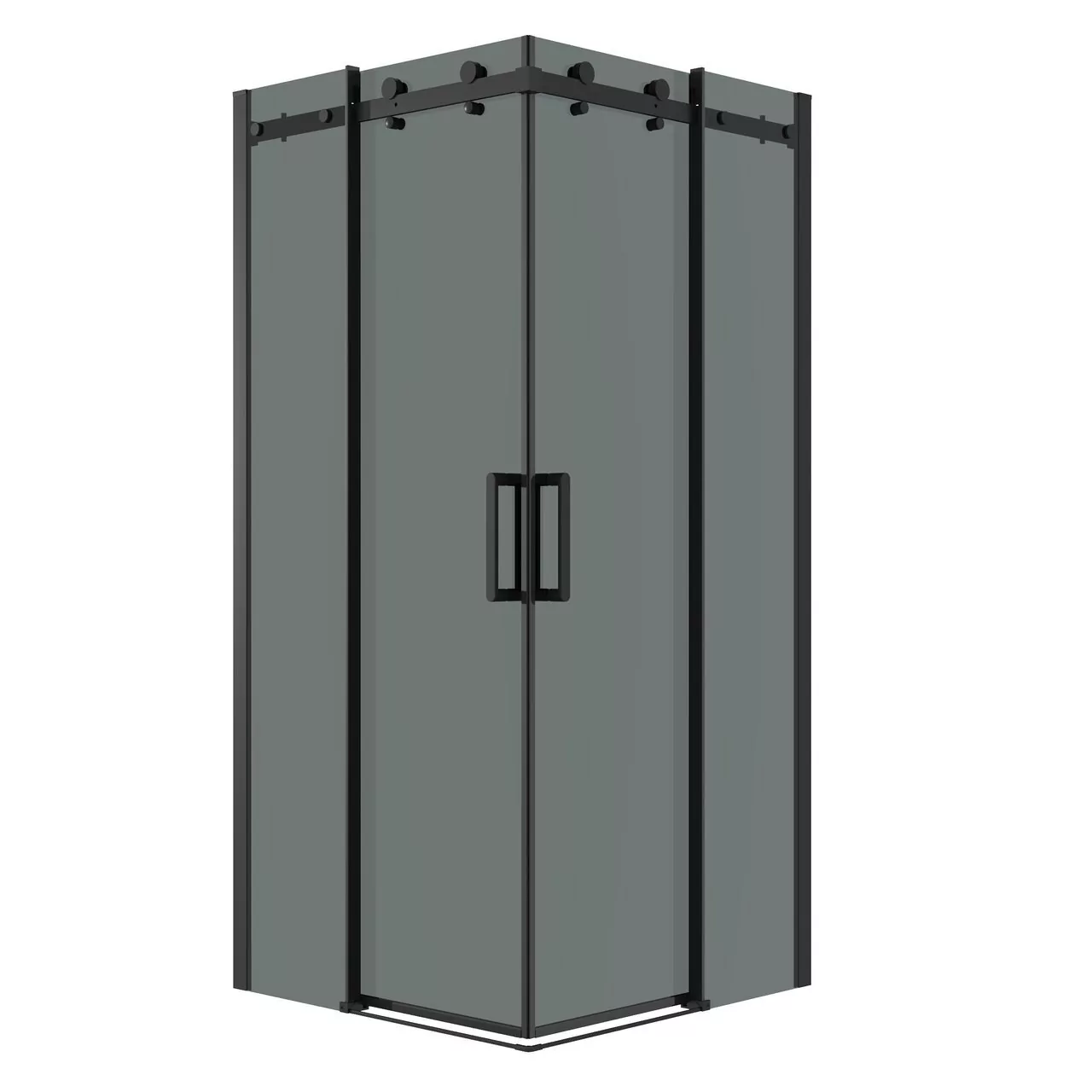 фото Душевое ограждение Grossman Classic 300.K33.04.8080.21.10 80х80х195 см квадрат раздвижная черный матовый стекло тонированное 