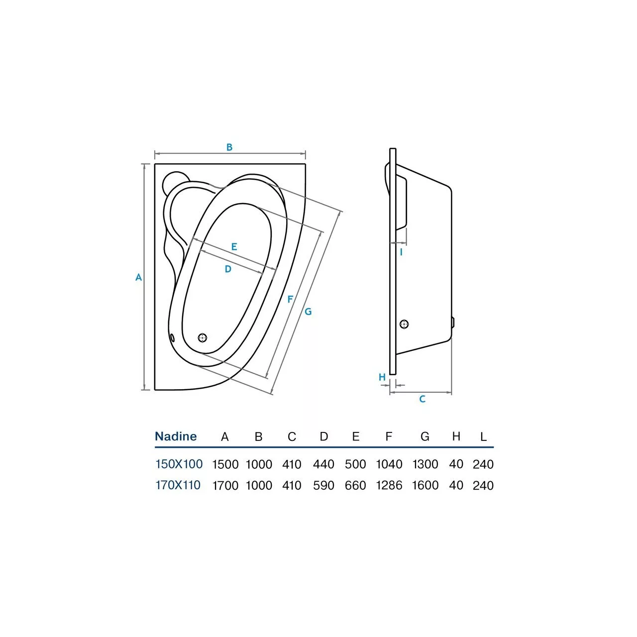 картинка Акриловая ванна Koller Pool Nadine 150X100 R 