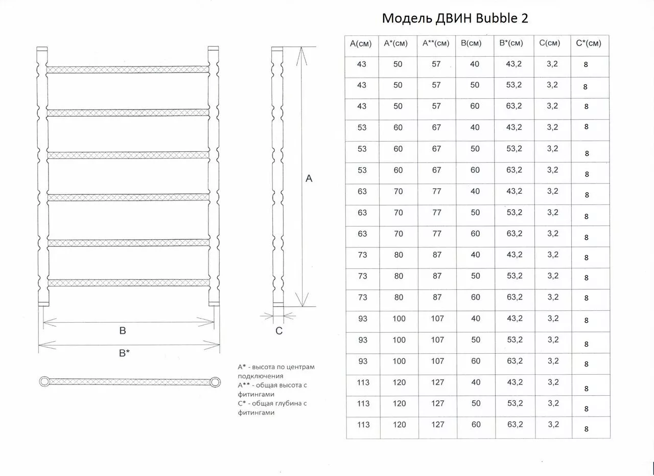 картинка Полотенцесушитель Двин Bubble 2 electro 60/50 1"-1/2" Электрический  ТЭН справа К эл, Золотой хром (4627170784491) 