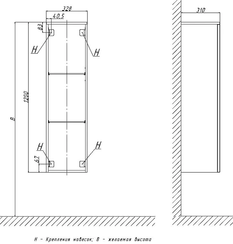 фото Шкаф-пенал подвесной Velvex Unit 120, зеркало внутр., белый лед 
