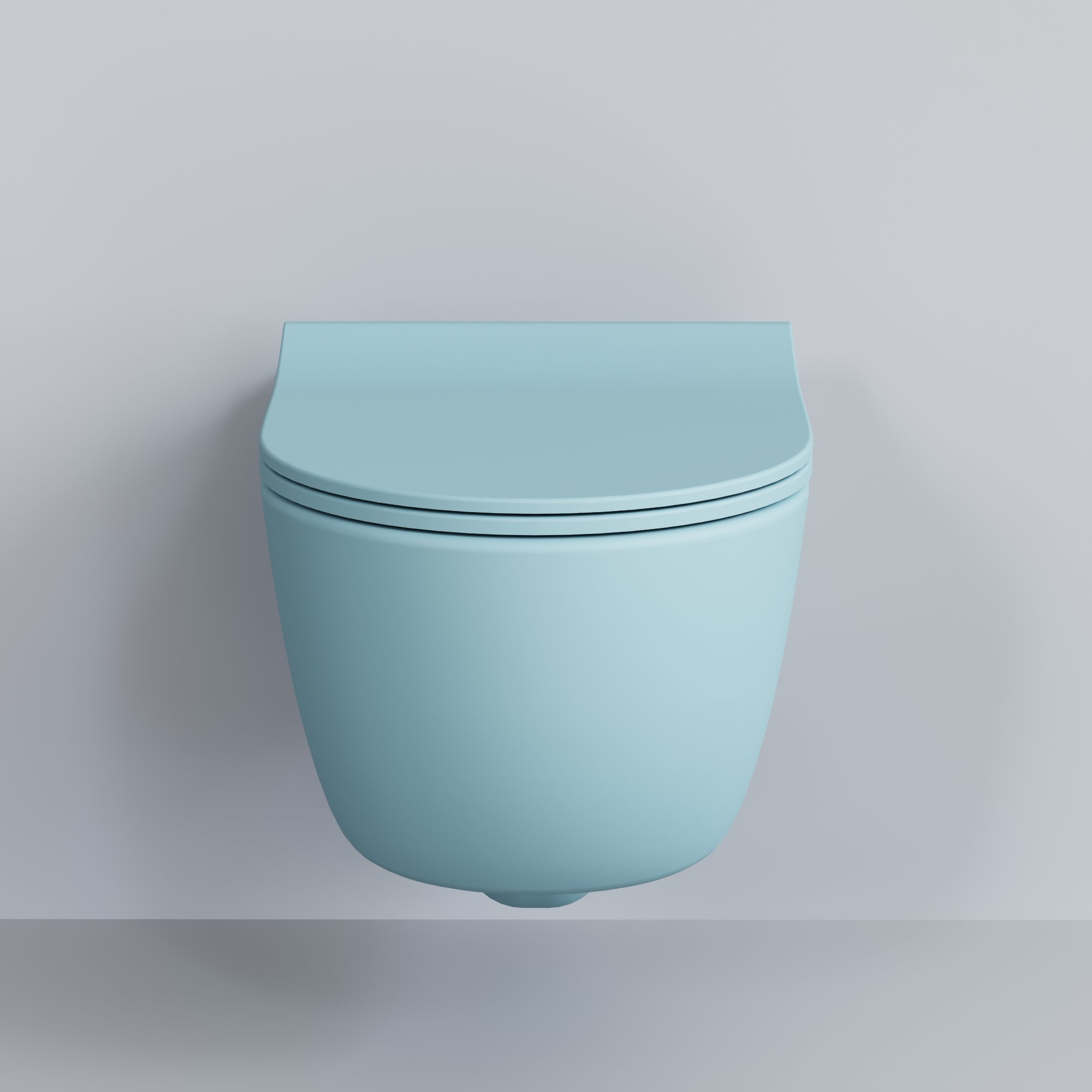 картинка Унитаз подвесной Ambassador Abner 103T20801R матовый голубой с тонкой крышкой 