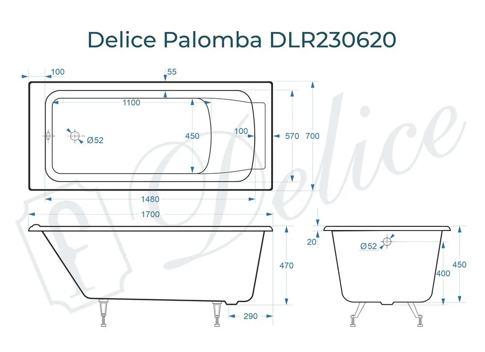 картинка Ванна чугунная Delice Palomba 170х70 DLR230620 