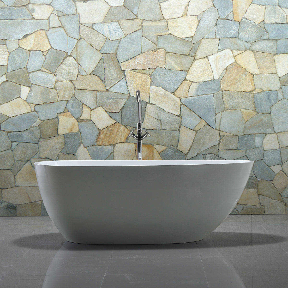 картинка Акриловая ванна Vincea VBT-422-1700, 170х80х60, цвет белый, слив-перелив в комплекте, хром 