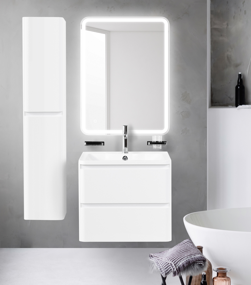 фото Тумба с раковиной подвесная BelBagno ALBANO 60 Bianco Lucido, раковина белая 