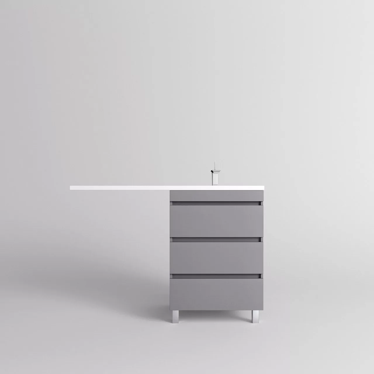 фото Тумба напольная Style Line Даллас ЛЕОН 120 3 ящика Люкс серая PLUS 