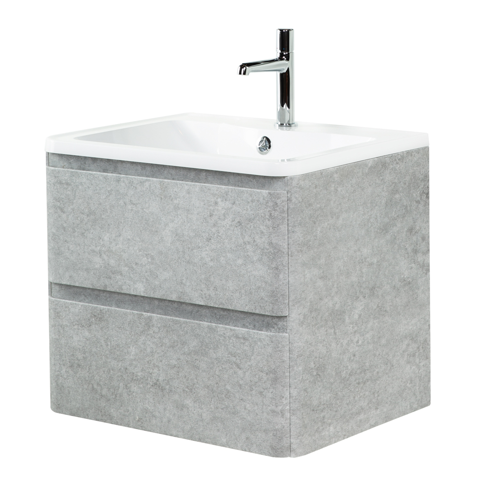 фото Тумба с раковиной подвесная BelBagno ALBANO 60 Cemento Verona Grigio, раковина белая 