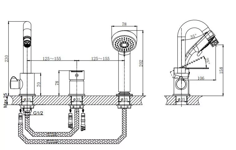 картинка Смеситель одноручный на борт  ванны RUSH Tenerife TE2835-333 