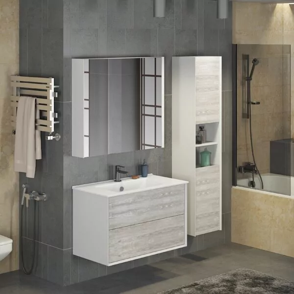 фото Шкаф-пенал Comforty Женева 35 дуб белый 