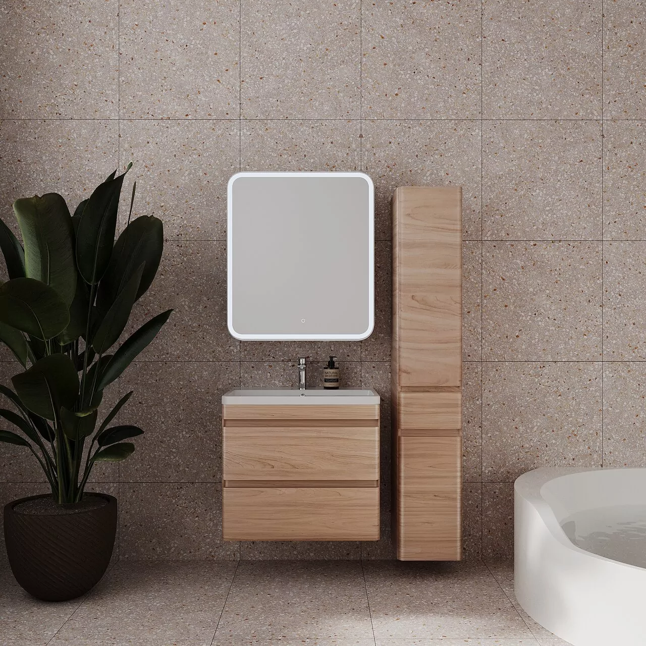 фото Колонна универсальная Style Line Атлантика 35 L с корзиной Люкс ясень перламутр PLUS 