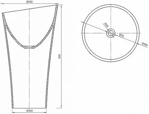 картинка Раковина MonteBianco Pisa Cono круглая, округлая, цвет белый матовый 