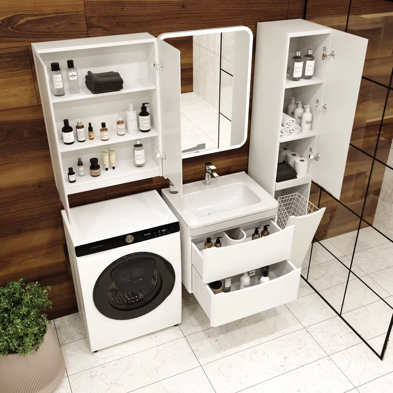 фото Тумба подвесная Style Line Бергамо мини 60 2 ящика Люкс антискрейтч белый PLUS 