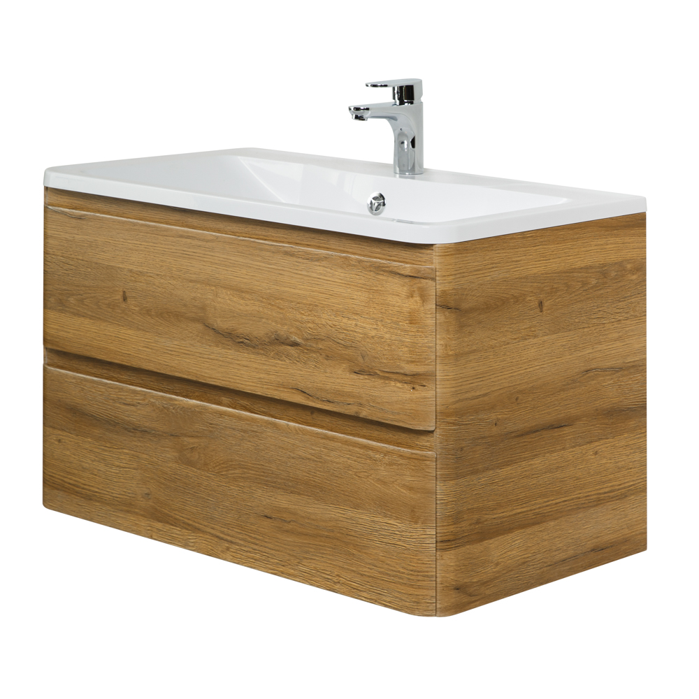 фото Тумба с раковиной подвесная BelBagno ALBANO 80 Rovere Rustico, раковина белая 
