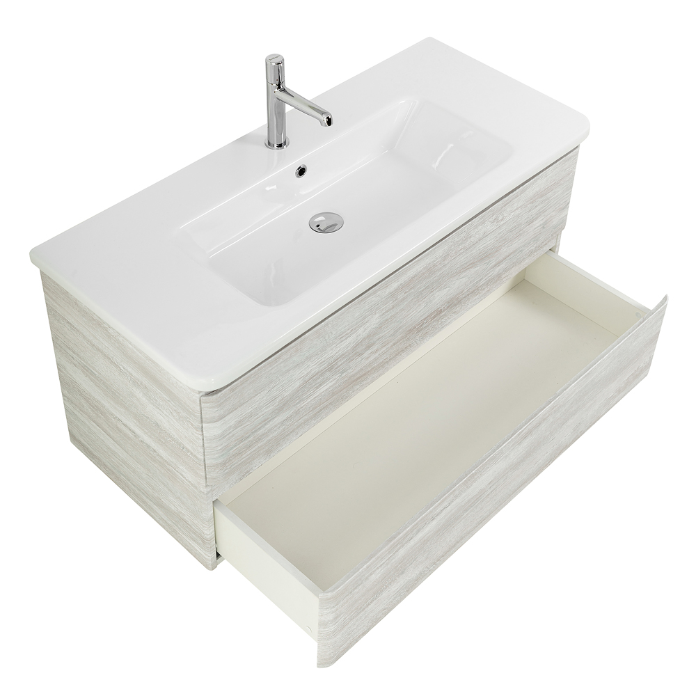 фото Тумба с раковиной подвесная BelBagno ALBANO-CER 105 Rovere Vintage Bianco, раковина белая 