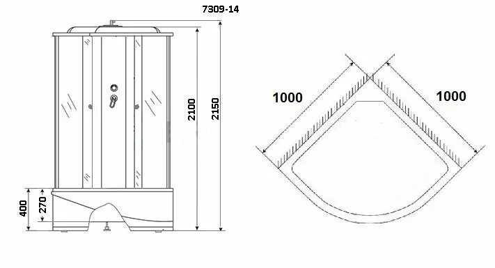 картинка Душевая кабина Niagara NG-7309-14 1000х1000х2150 