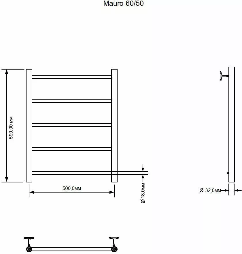 картинка Полотенцесушитель водяной Aquanet Mauro 600x500 