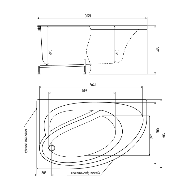 картинка Акриловая ванна Timo  IVA1595L с каркасом 