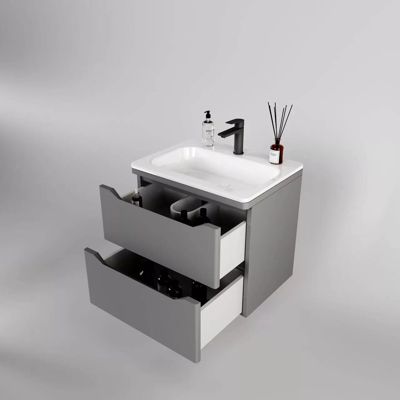 картинка Тумба подвесная Style Line El Fante Марелла 60 Люкс антискрейтч серый  в ванную комнату