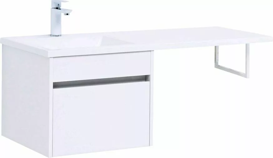 фото Тумба с раковиной Aquanet Токио 110 L белый (подвесная, 1 ящик) арт. 00239208 