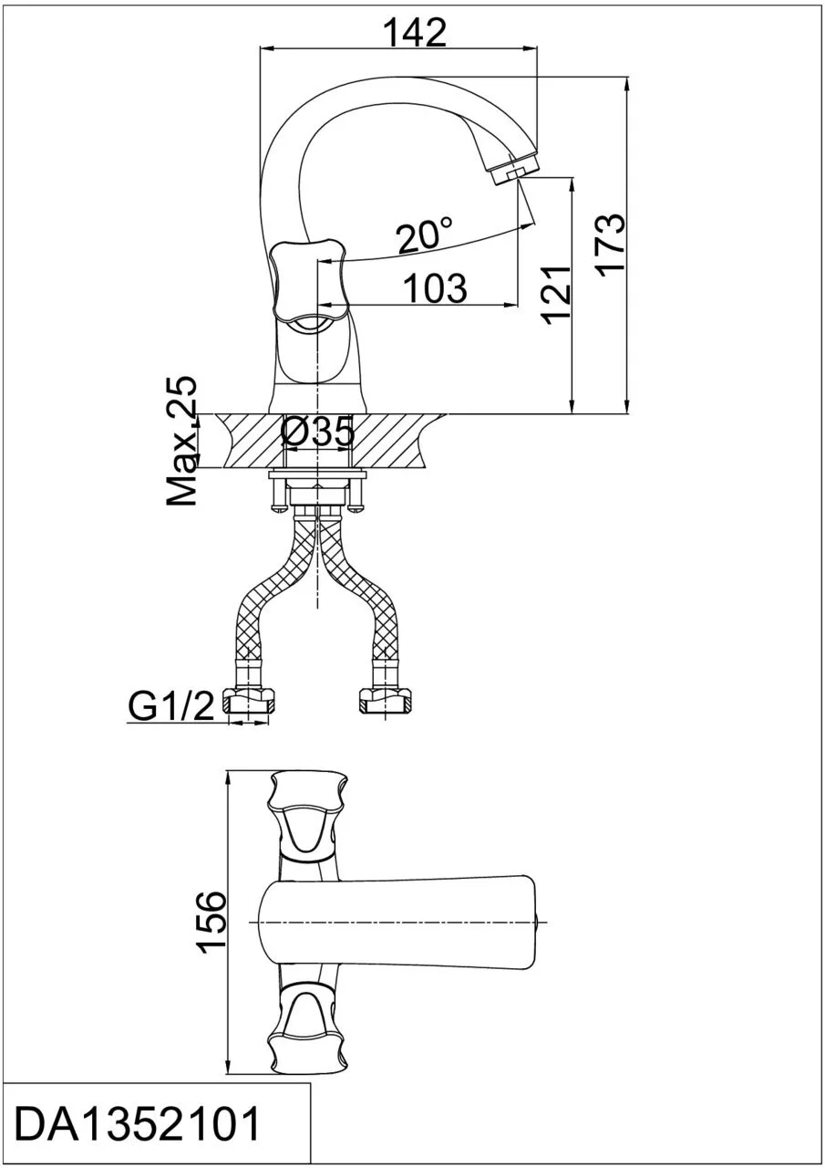 картинка Смеситель для раковины D&K Hessen Grimm DA1382101 