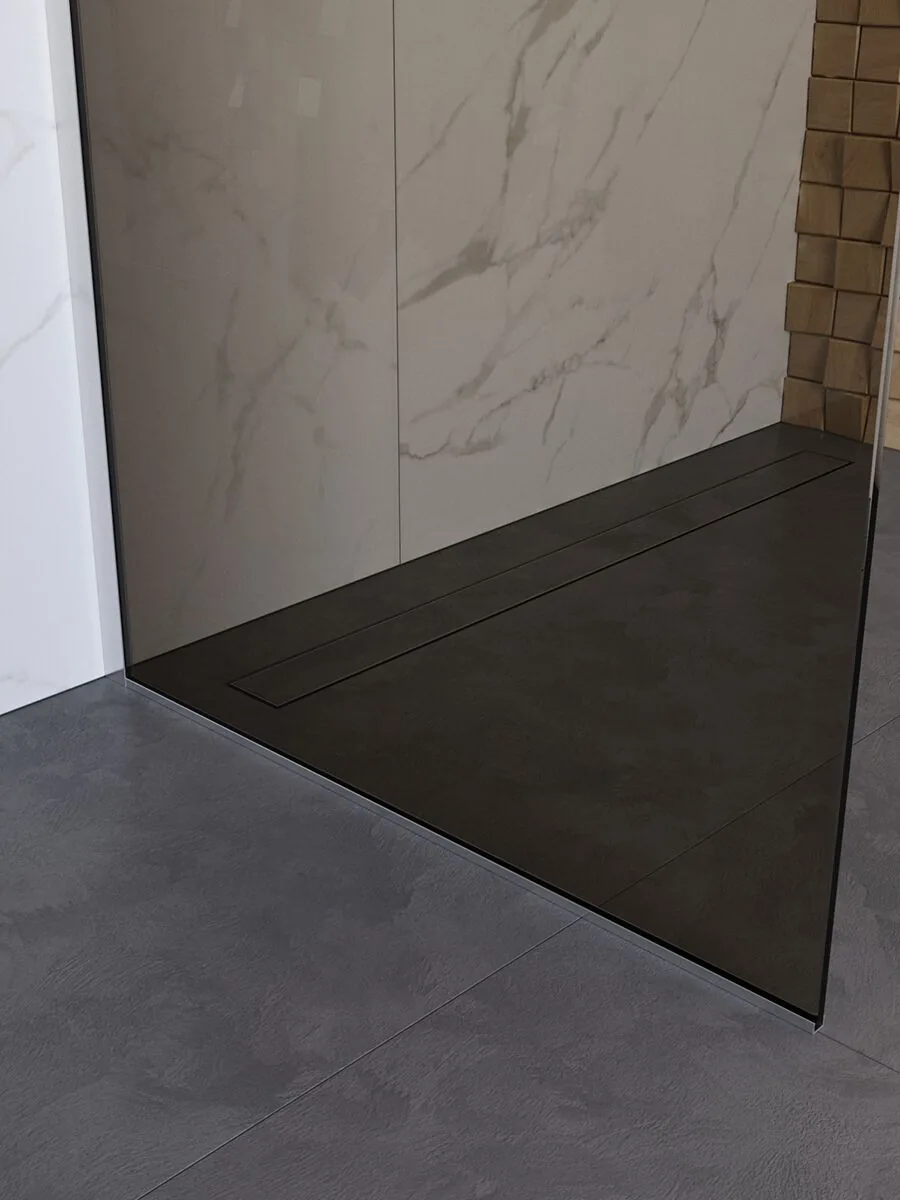 фото Душевая перегородка BelBagno UNO-L-1-TB-100-BR-Cr 