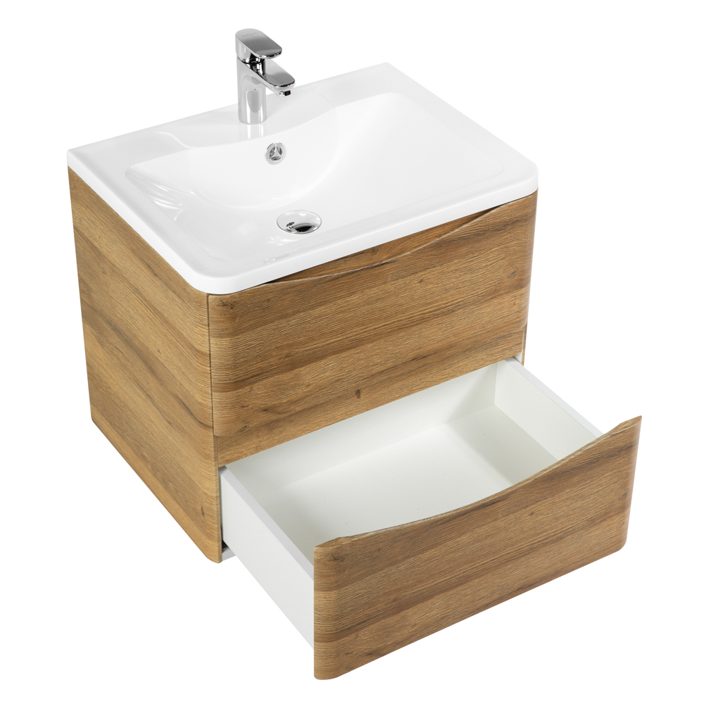 фото Тумба с раковиной подвесная BelBagno ACQUA 60 Rovere Rustico, раковина белая 