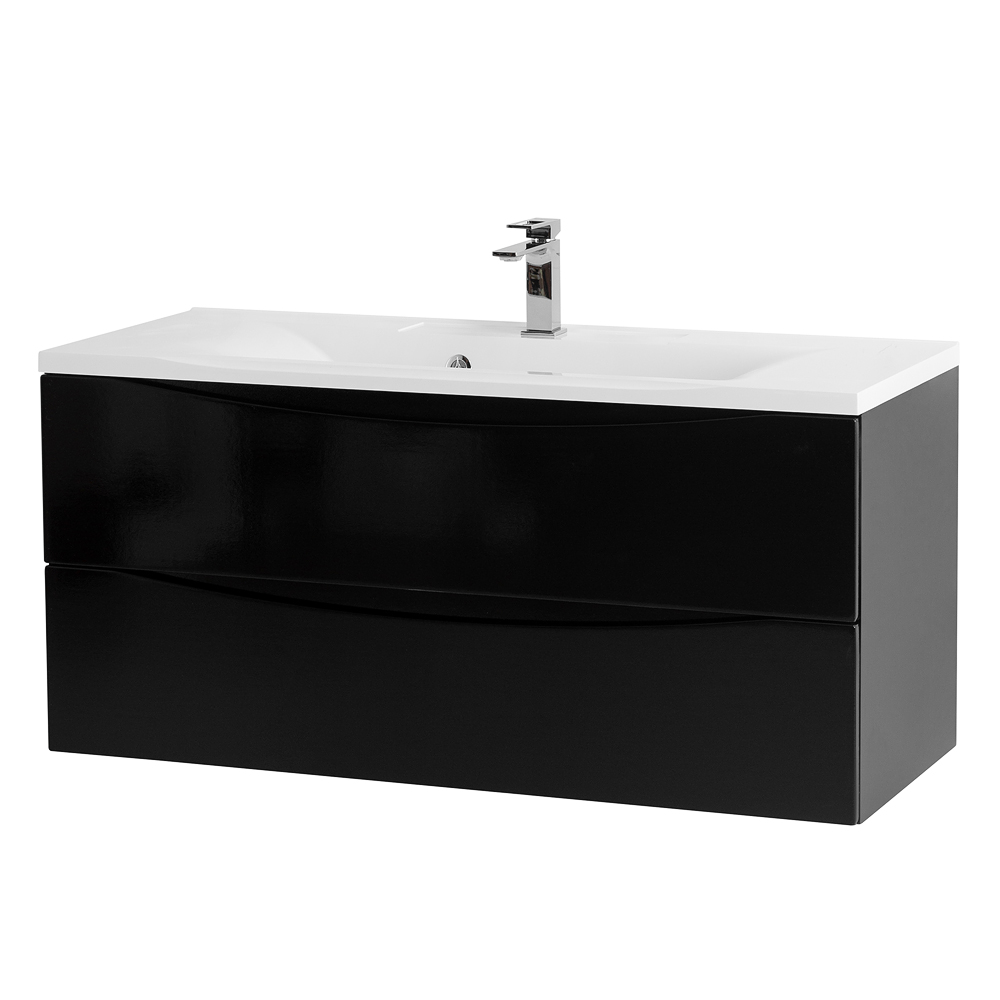 фото Тумба с раковиной подвесная BelBagno MARINO 120 Nero Lucido, раковина белая 