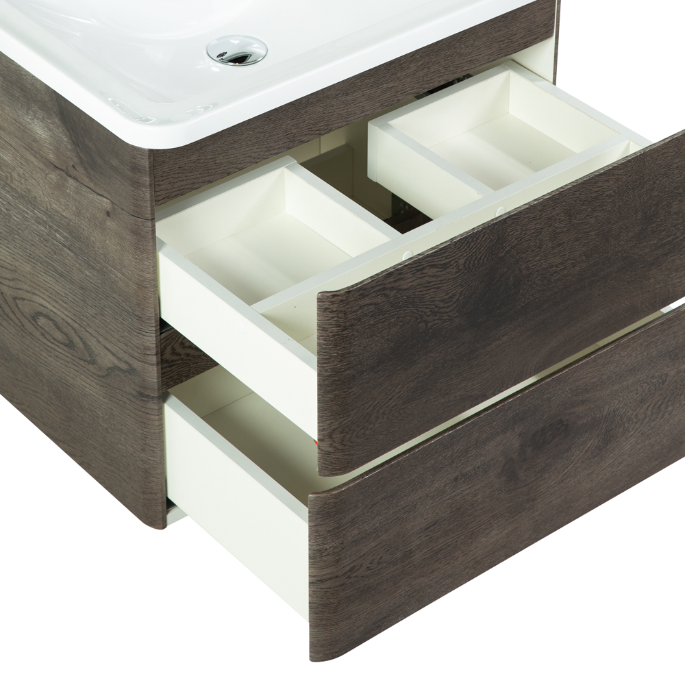 фото Тумба с раковиной подвесная BelBagno ALBANO 70 Rovere Nature Grigio, раковина белая 