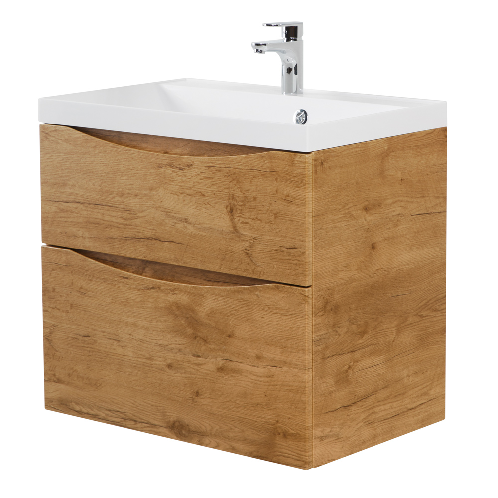 фото Тумба с раковиной подвесная BelBagno MARINO-H60 70 Rovere Nature, раковина белая 