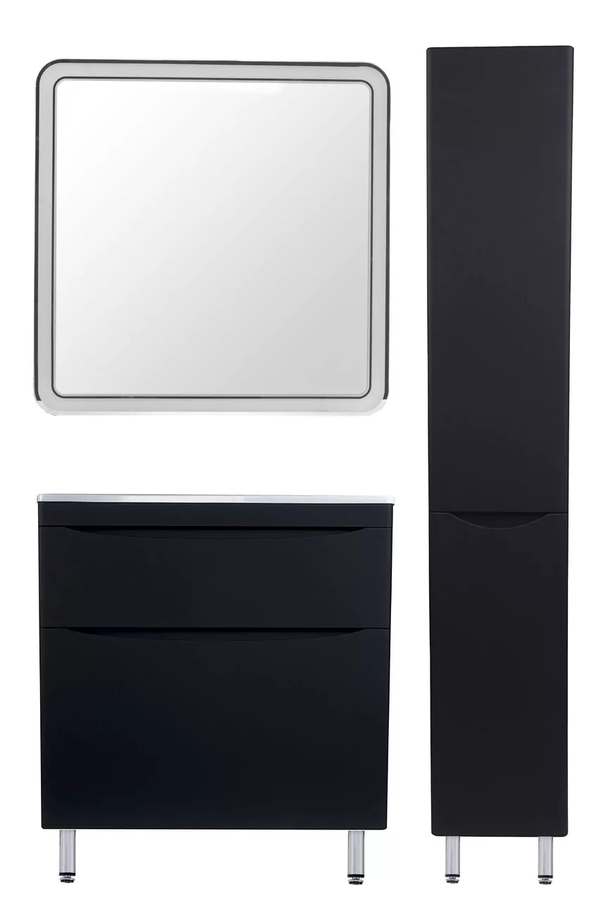 фото Тумба напольная Style Line Бергамо мини 90 2 ящика Люкс антискрейтч черный PLUS 