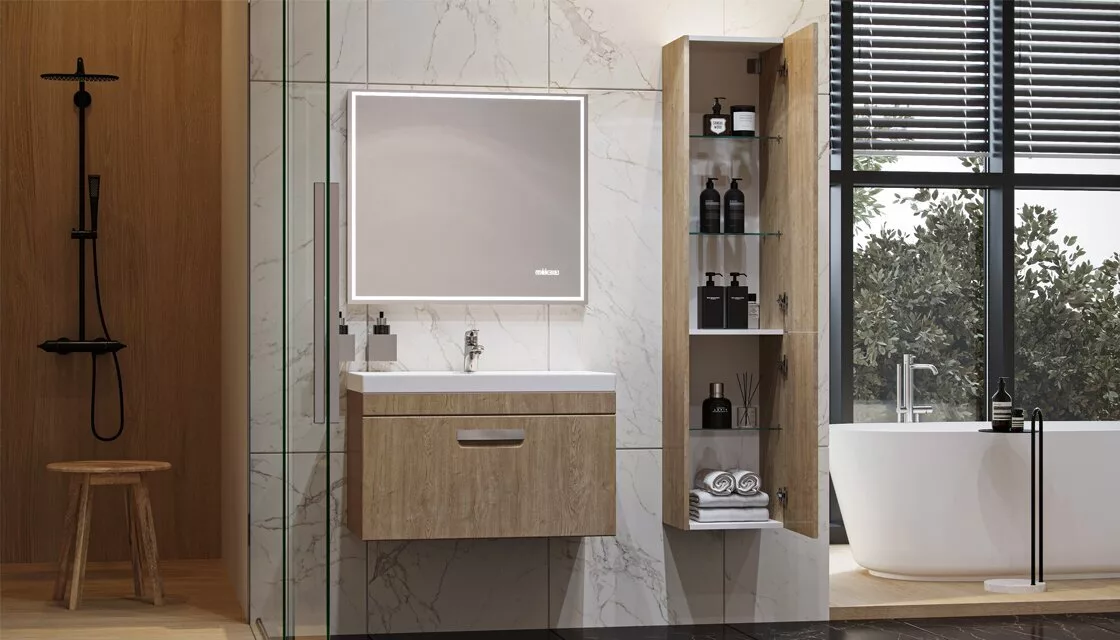 фото Шкаф-пенал подвесной Velvex Estea 160, дуб санремо 