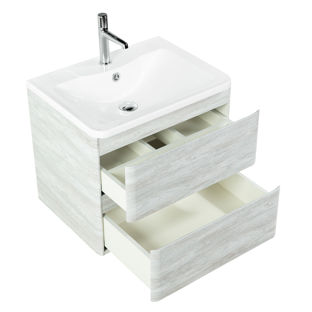фото Тумба с раковиной подвесная BelBagno ALBANO 70 Rovere Vintage Bianco, раковина белая 