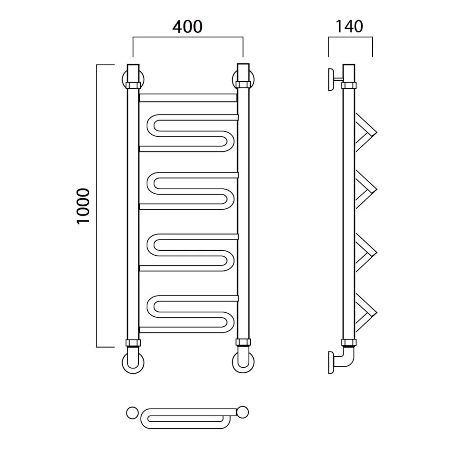 картинка Полотенцесушитель водяной ЗИГ-ЗАГ 100х40 Aquanerzh 00-18A10040 