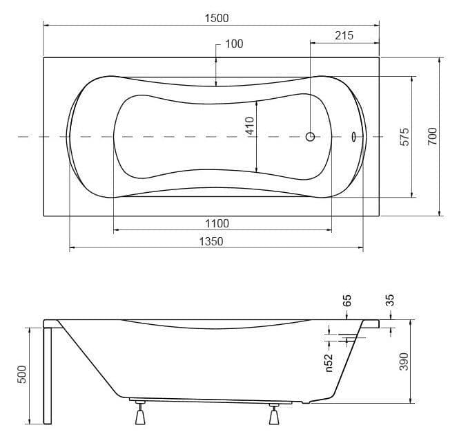 картинка Акриловая ванна Besco Aria Plus 150x70 