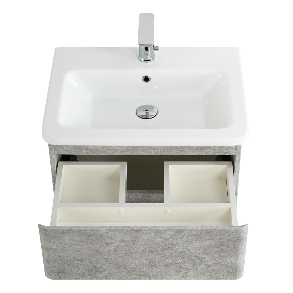 фото Тумба с раковиной подвесная BelBagno ALBANO-CER 60 Cemento Verona Grigio, раковина белая 